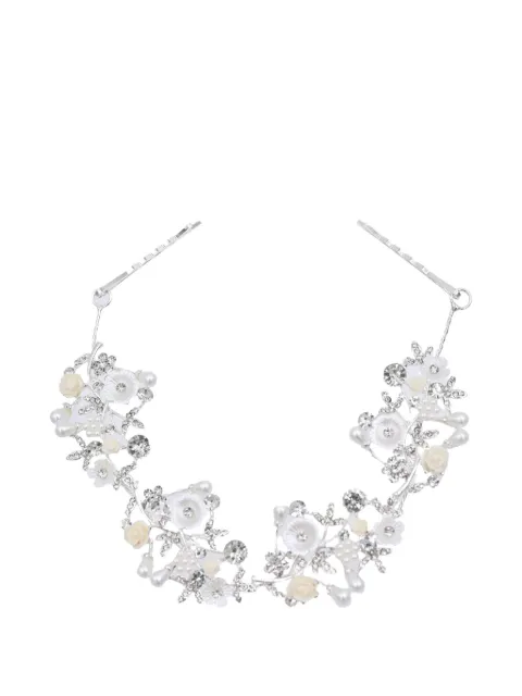 Tulleen Crystal Flower Ivory Rose hair vine