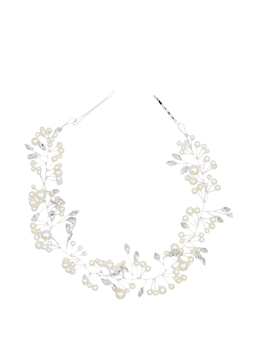 Tulleen Crystal Accent Pearl hair vine | Silver | Image 1
