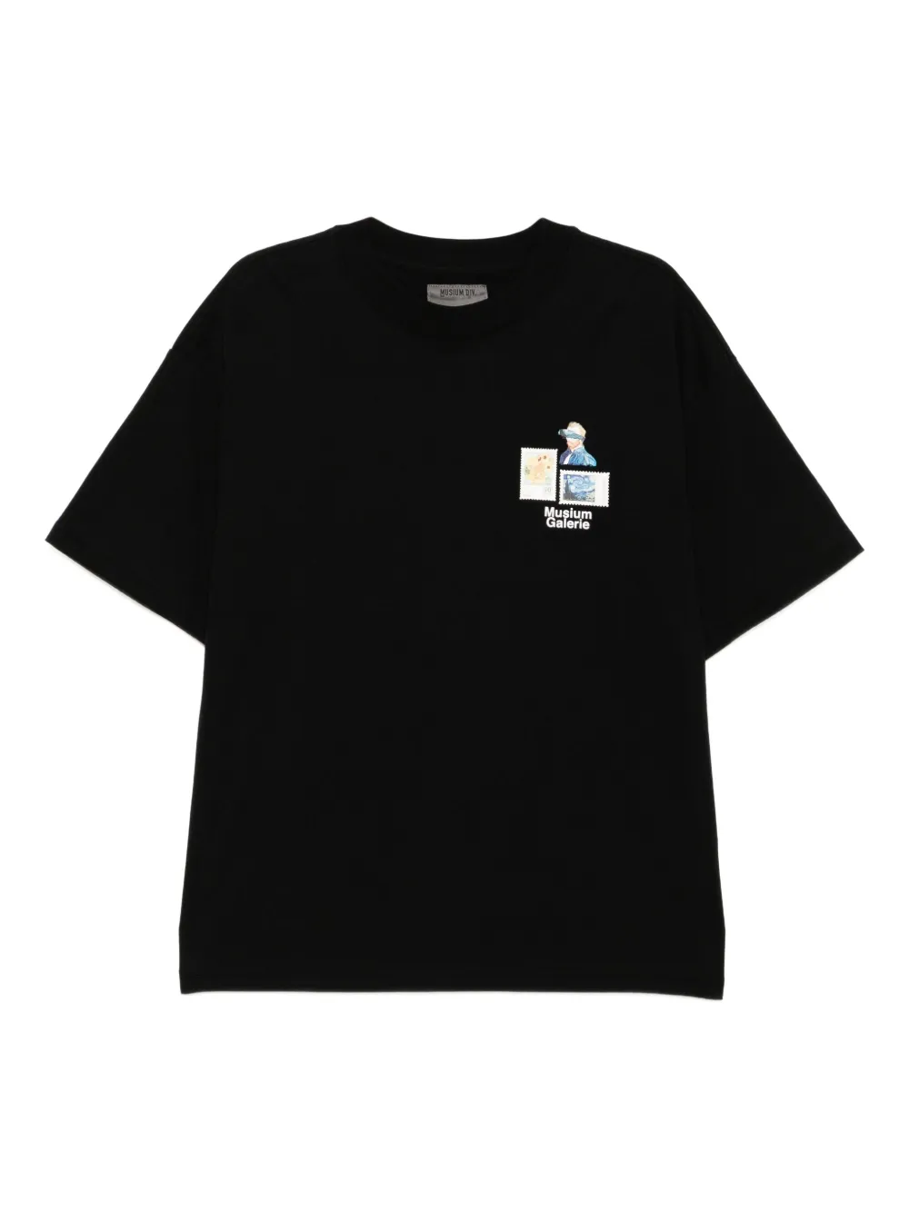 Musium Div. stamps motif T-shirt | Black | Image 1