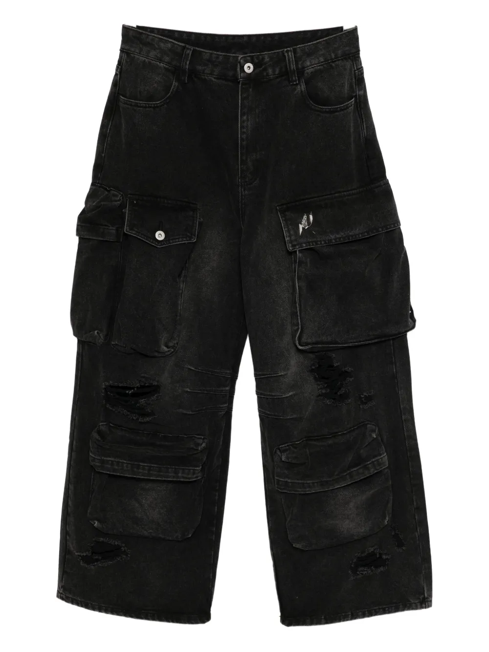 Musium Div. Cargo gerafelde jeans Zwart