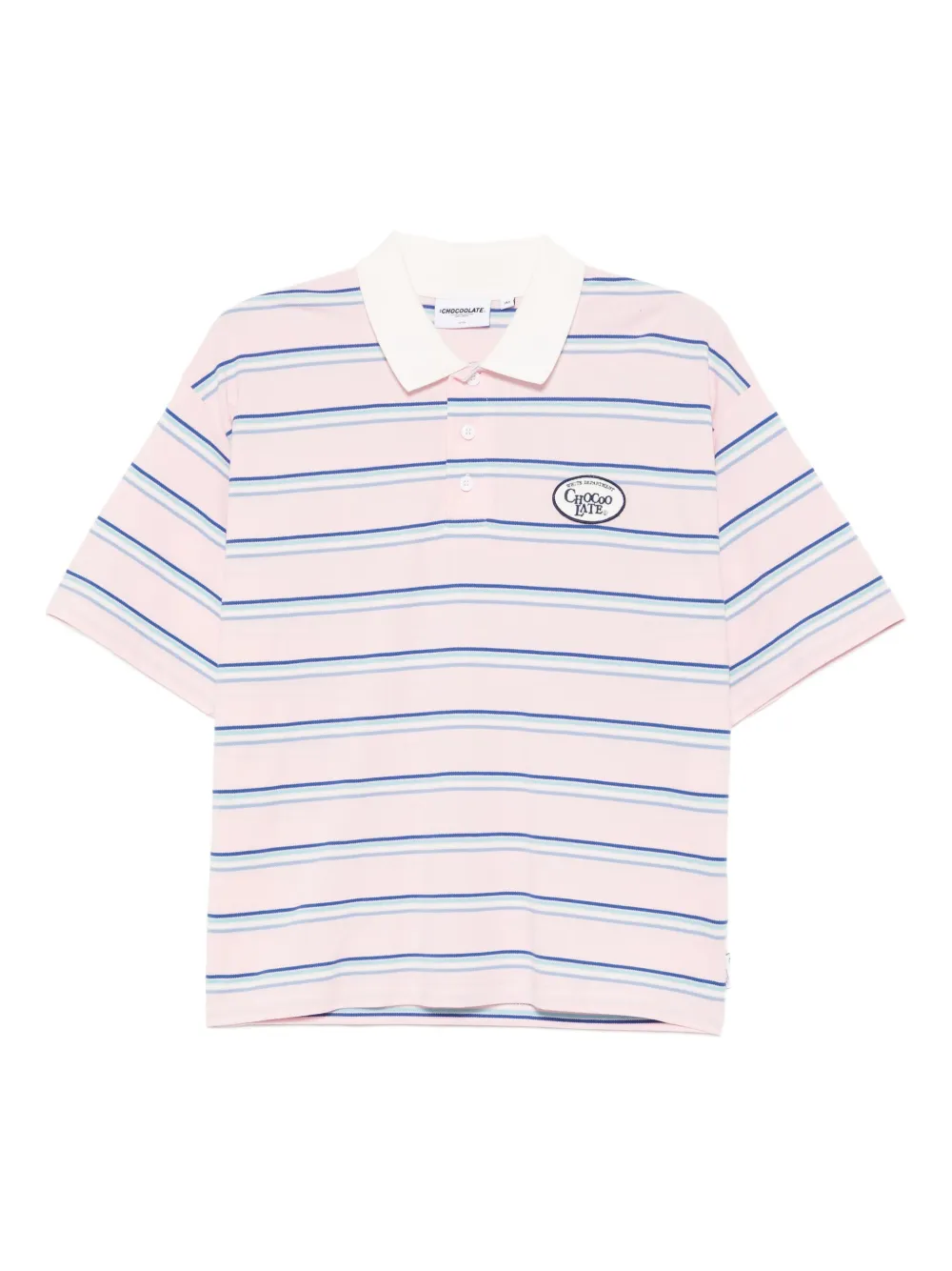 CHOCOOLATE striped polo shirt | Pink | Image 1