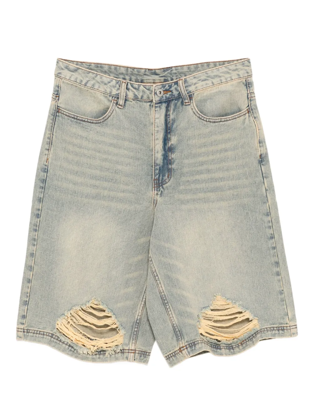 Musium Div. Gerafelde denim shorts Blauw