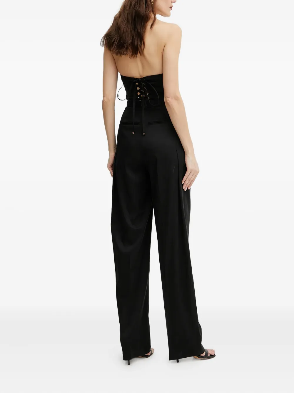 Elisabetta Franchi Strapless jumpsuit met ceintuur Zwart