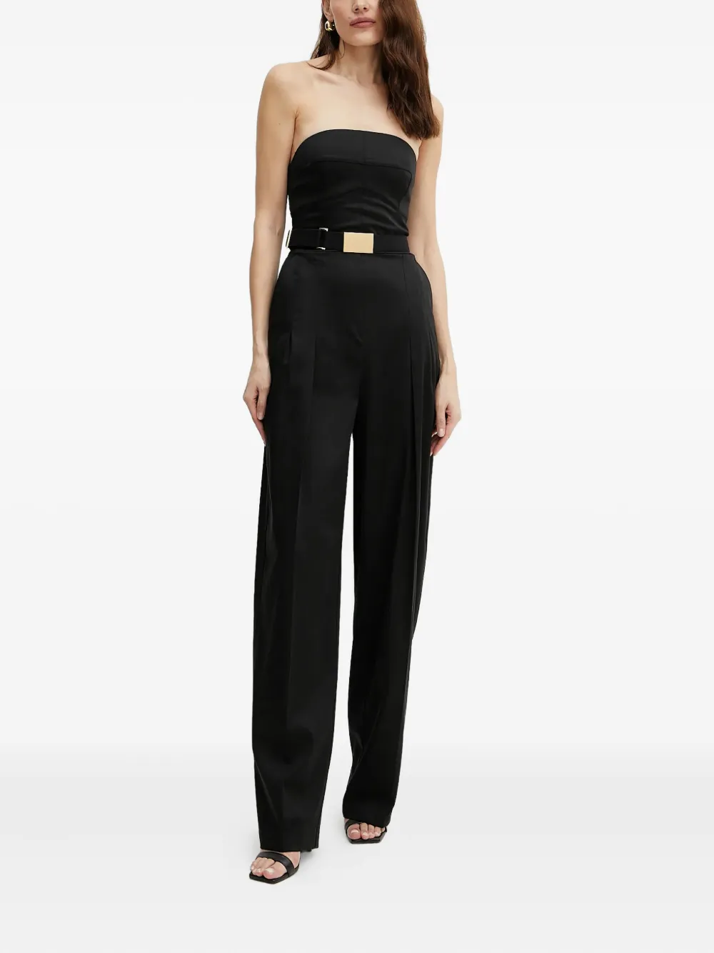 Elisabetta Franchi Strapless jumpsuit met ceintuur Zwart