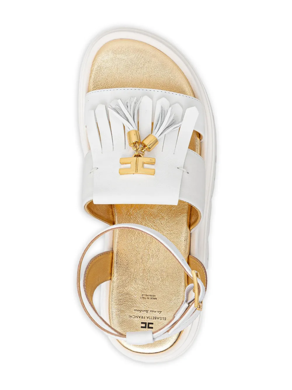 Elisabetta Franchi La Mia Bambina Sandalen met enkelbandje en kwastje Wit