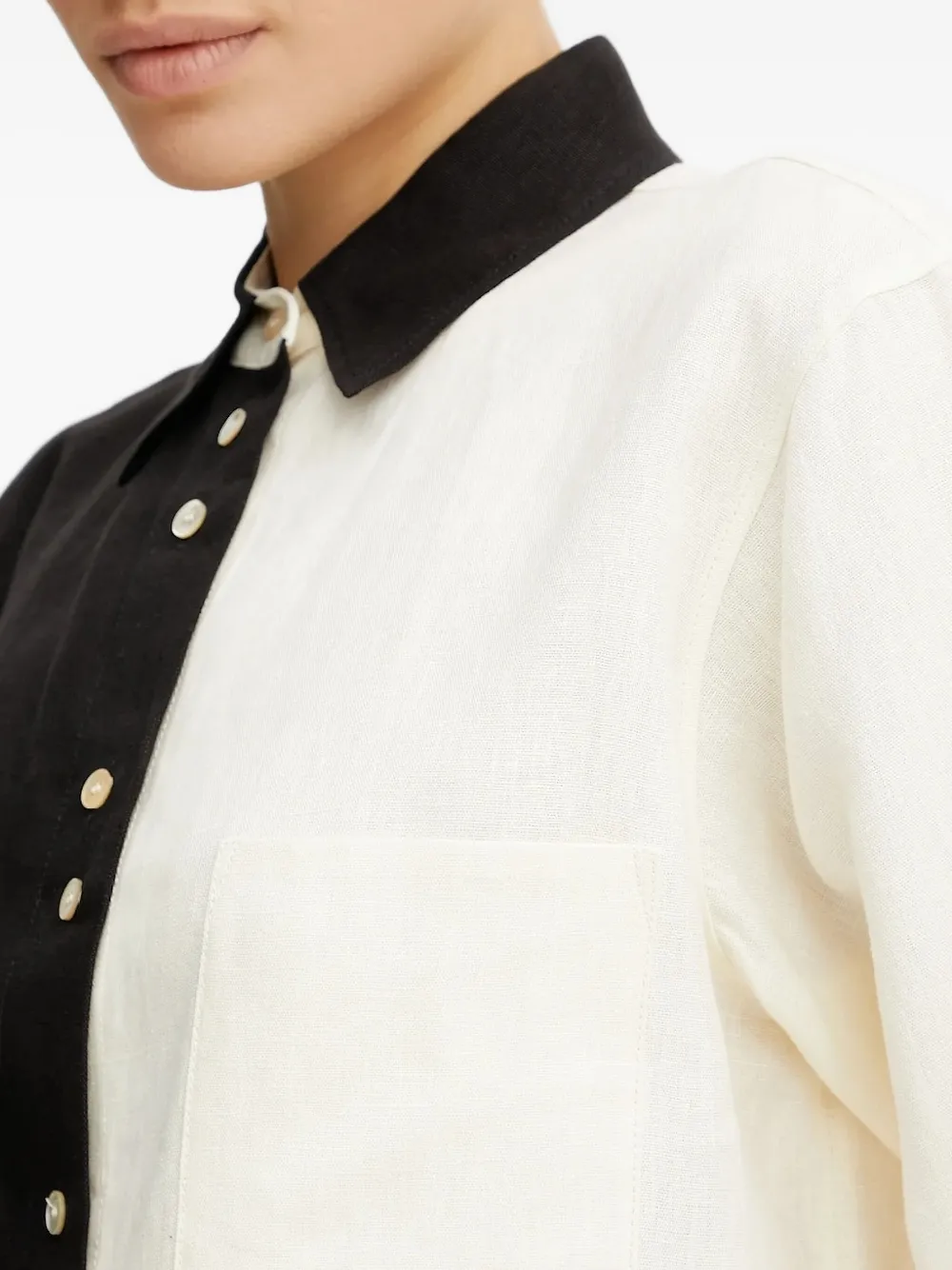 Forte Vakko linen shirt Zwart