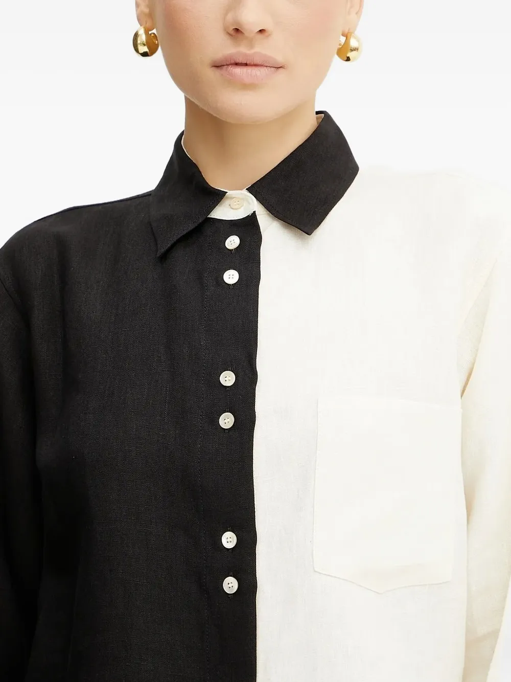 Forte Vakko linen shirt Zwart