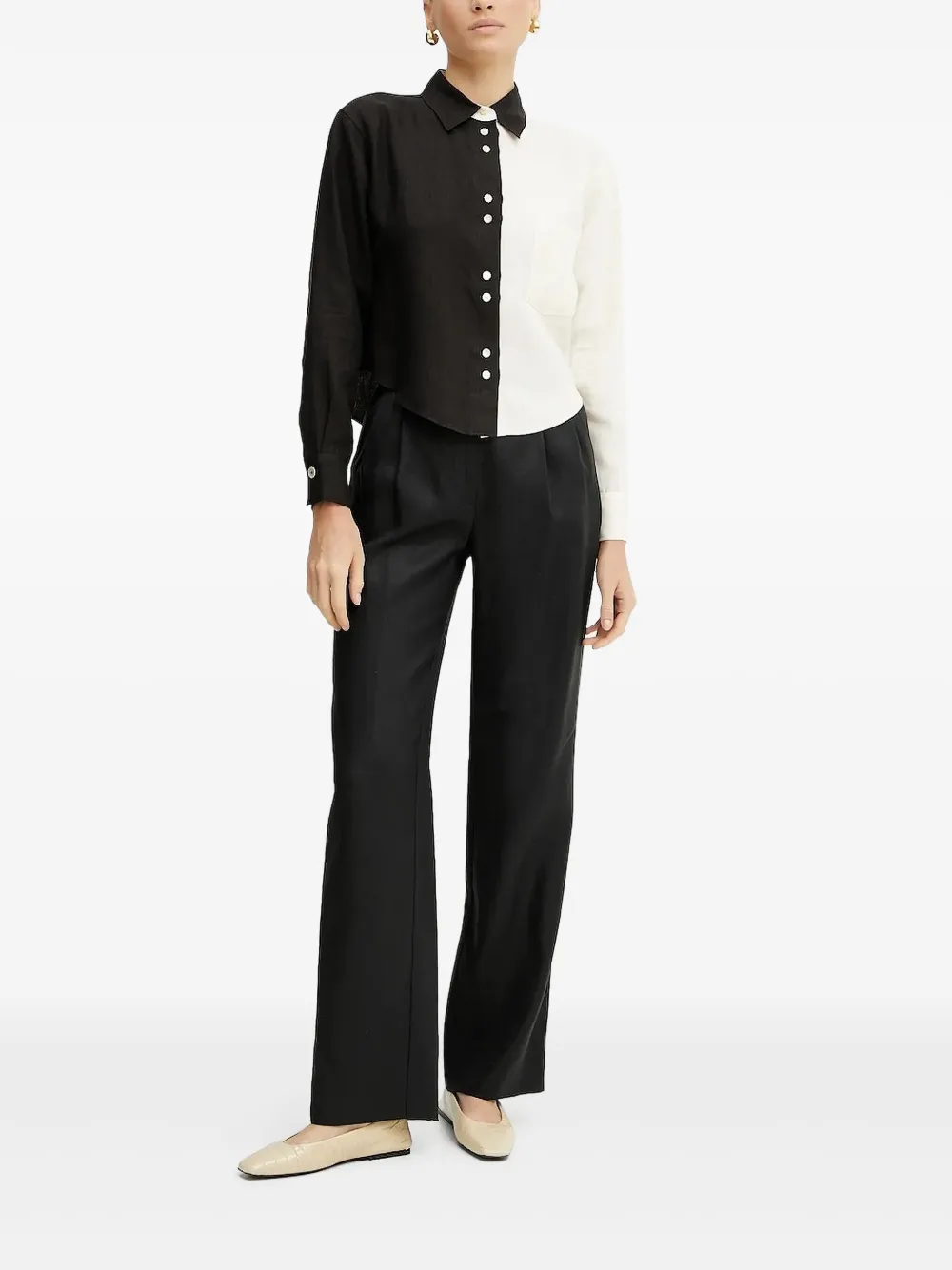 Forte Vakko linen shirt Zwart