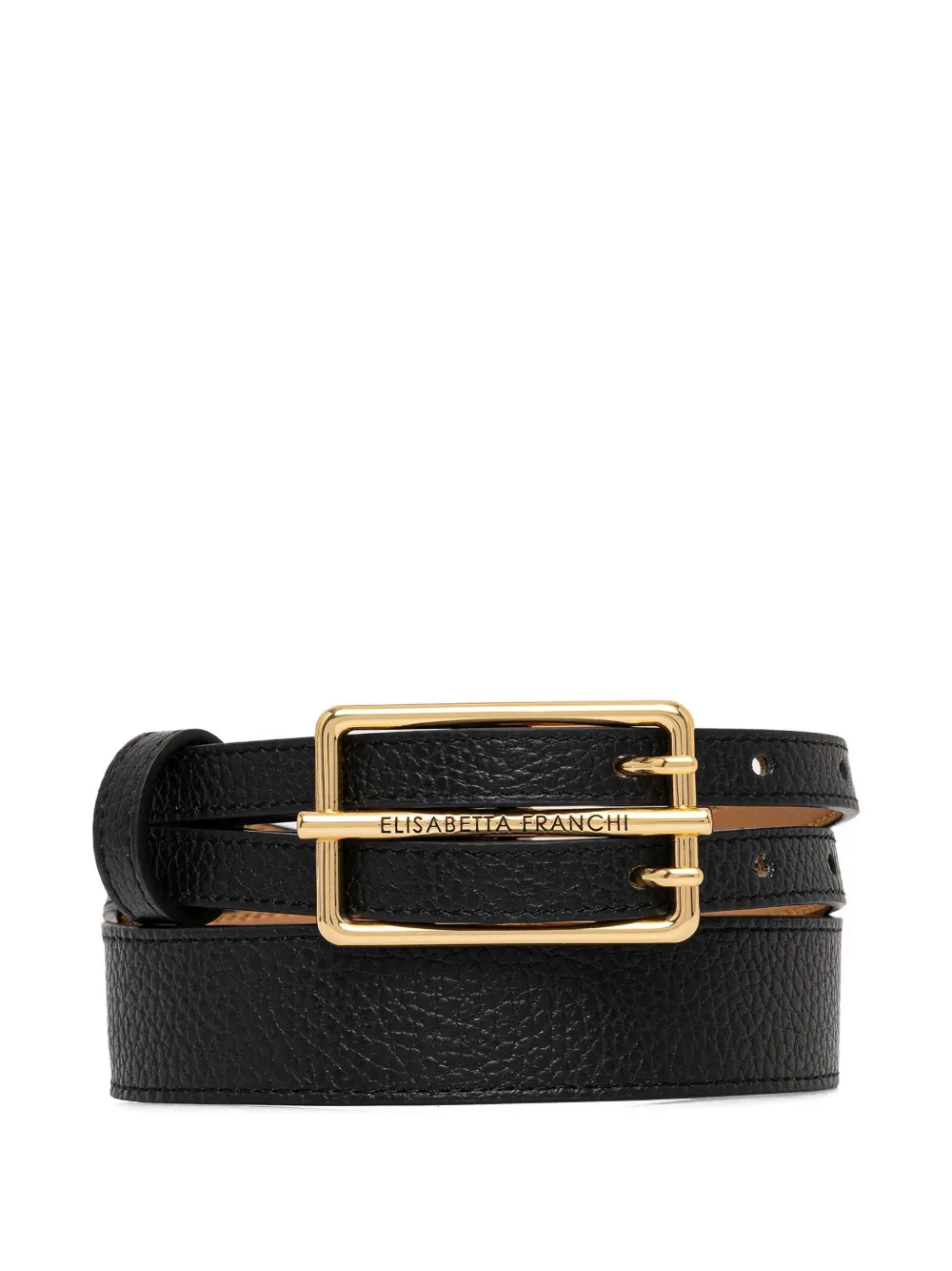 Elisabetta Franchi rectangle buckle leather belt | Black | Image 1