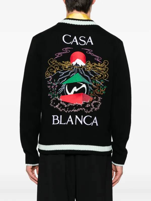 Casablanca Embroidered Cardigan | Black | FARFETCH JO
