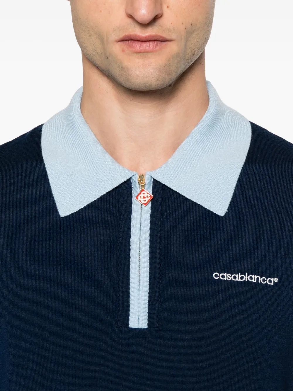 Casablanca Poloshirt met rits Blauw
