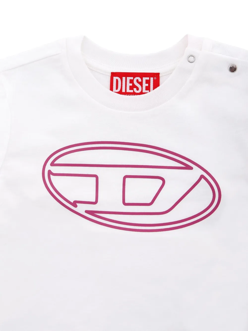 Diesel Kids T-shirt met logoprint en lange mouwen Wit