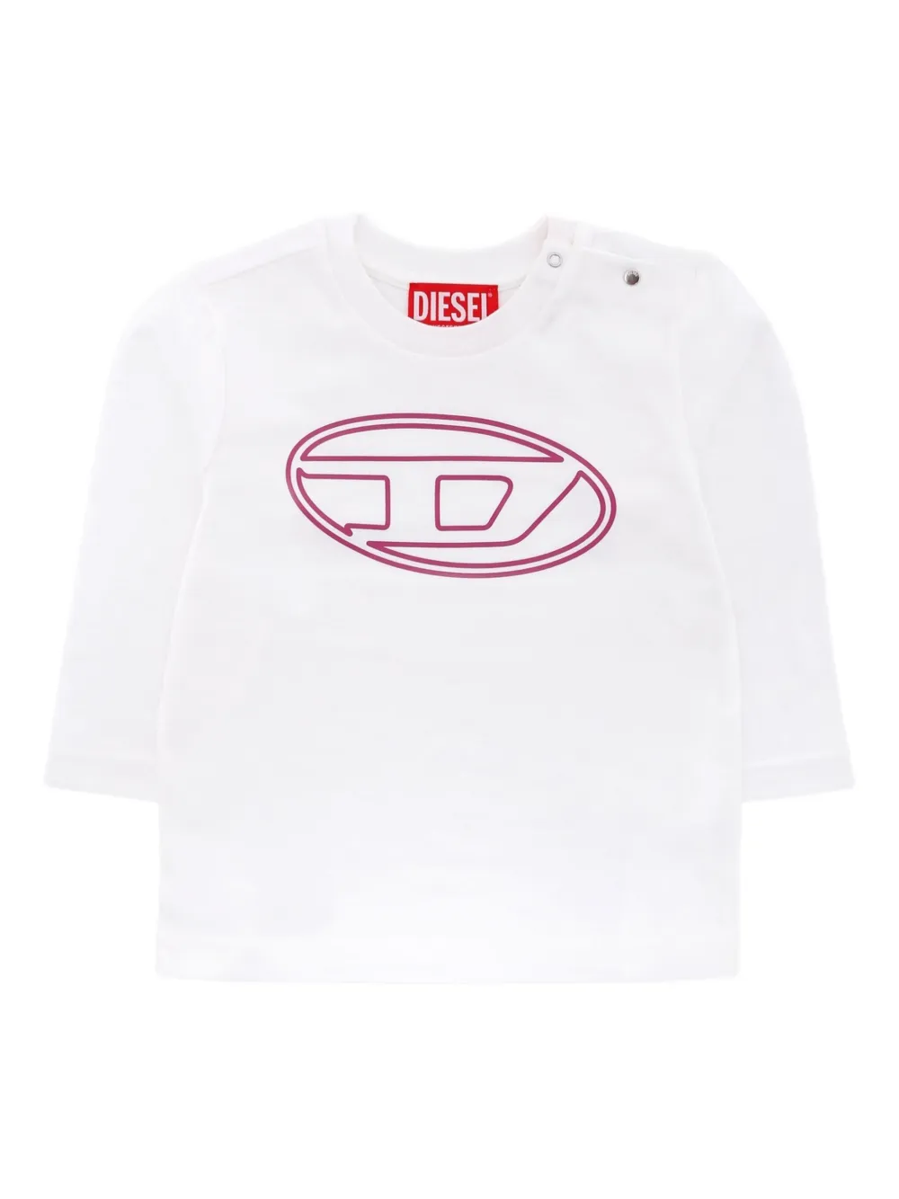 Diesel Kids T-shirt met logoprint en lange mouwen Wit