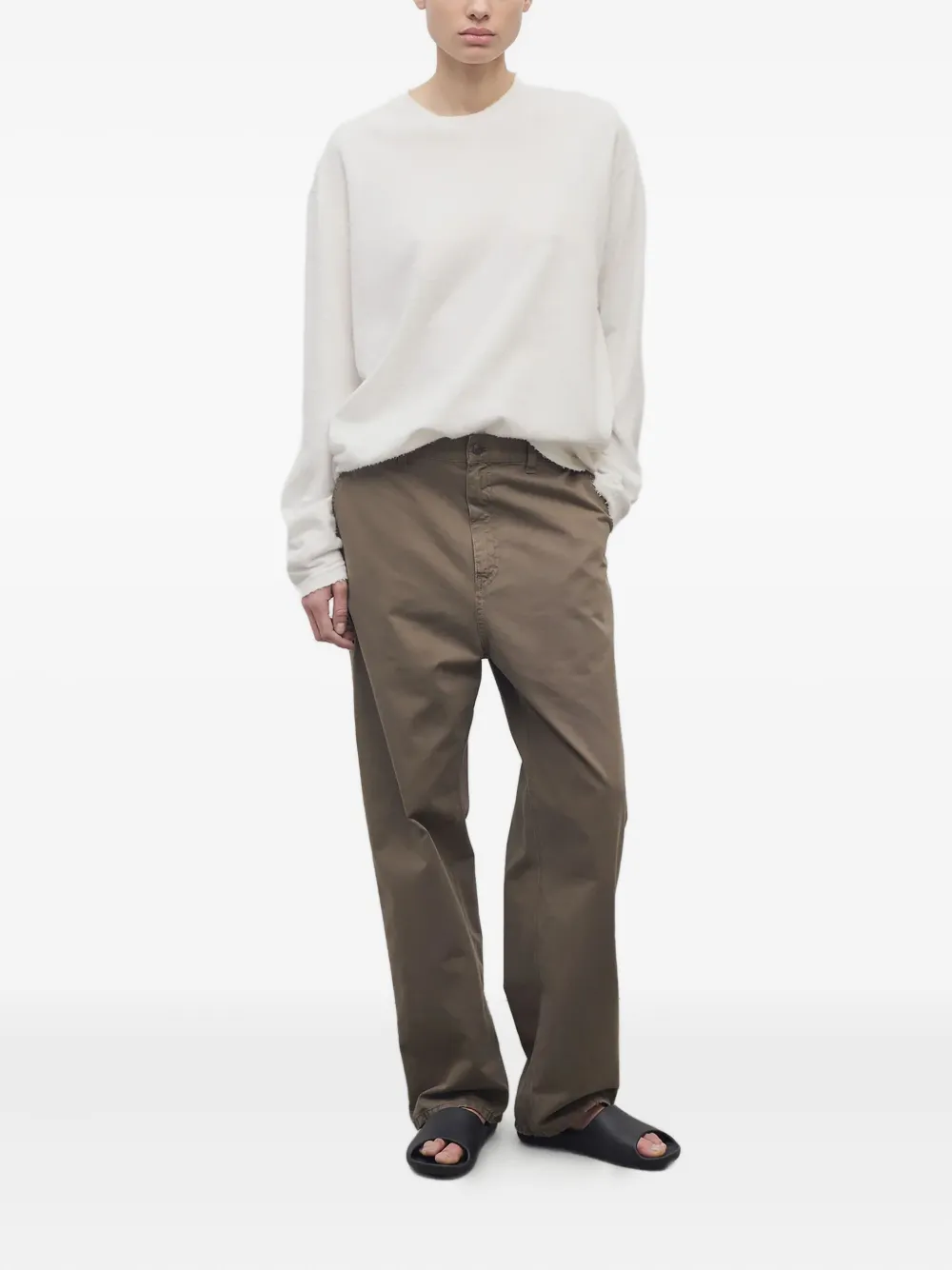 The Row high-waisted straight-leg trousers - Bruin