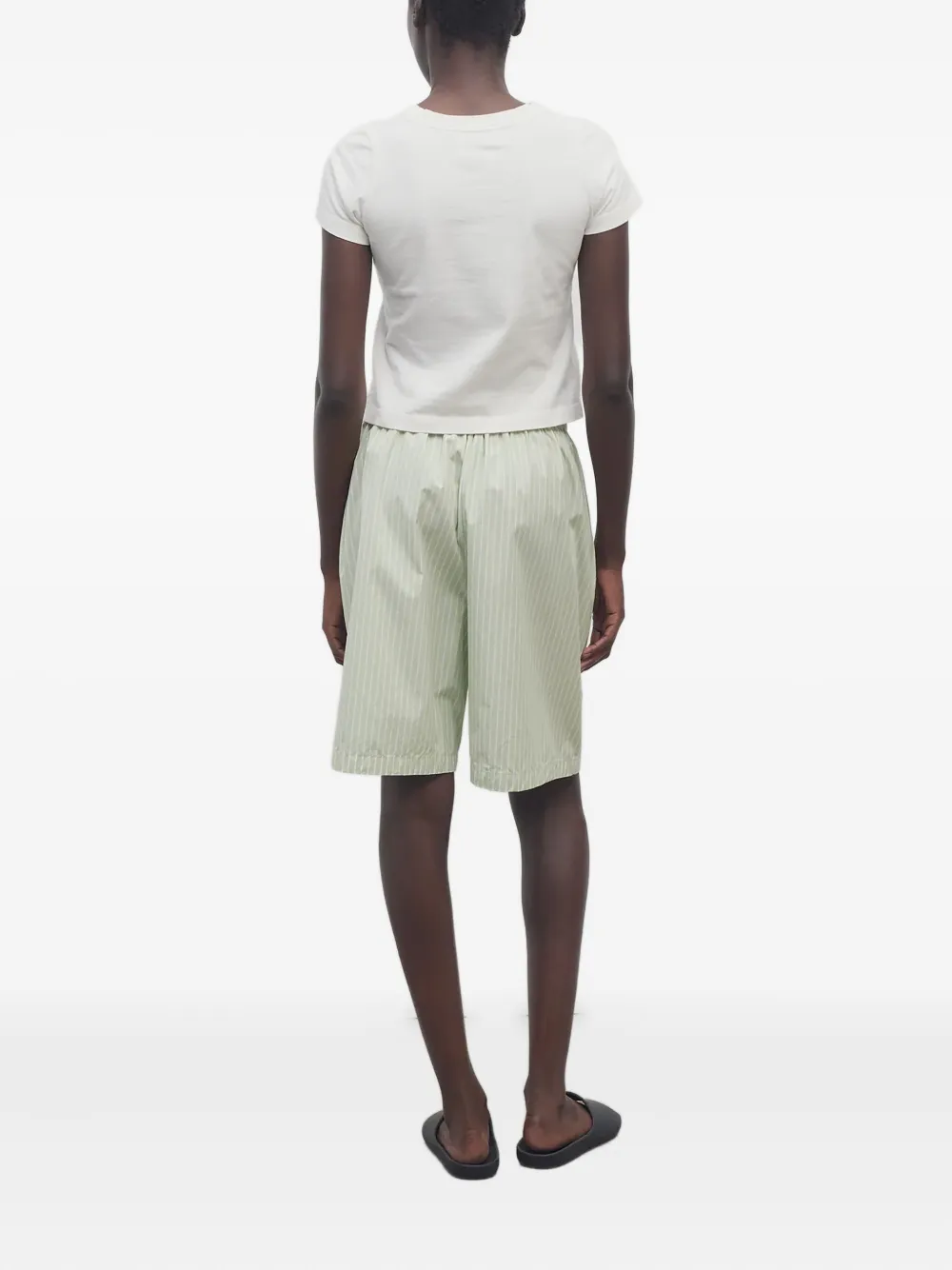 The Row Zinnia Striped Cotton Poplin Bermuda Shorts