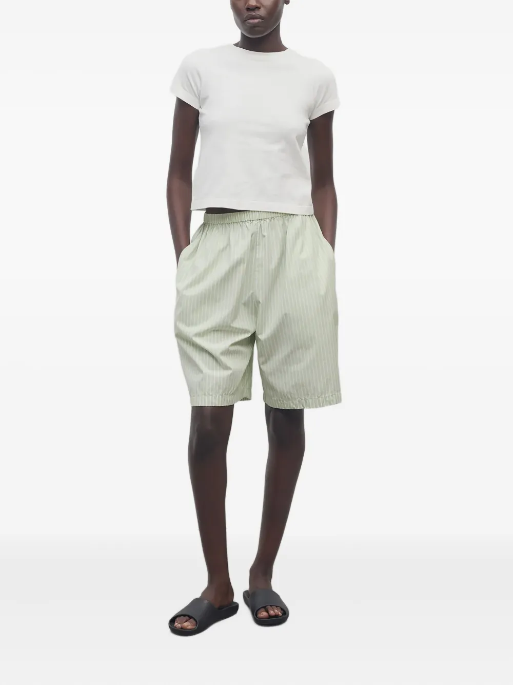 The Row Zinnia Striped Cotton Poplin Bermuda Shorts