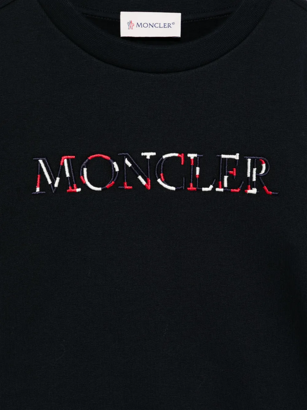 Moncler Enfant Sweater met geborduurd logo Blauw