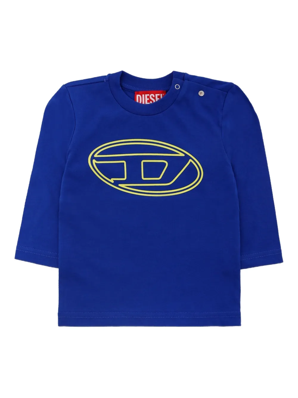 Diesel Kids T-shirt met logoprint en lange mouwen Blauw