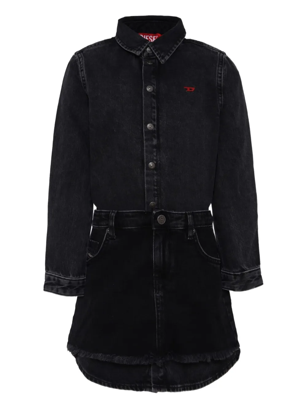 Diesel Kids Button-up spijkerjurk Zwart