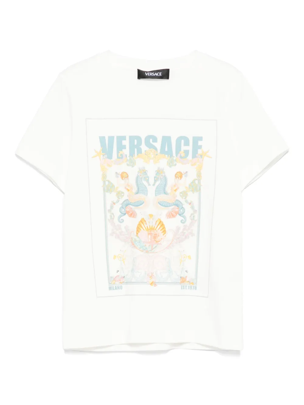 Versace Kids Coral Theatre Postcard T-shirt Wit