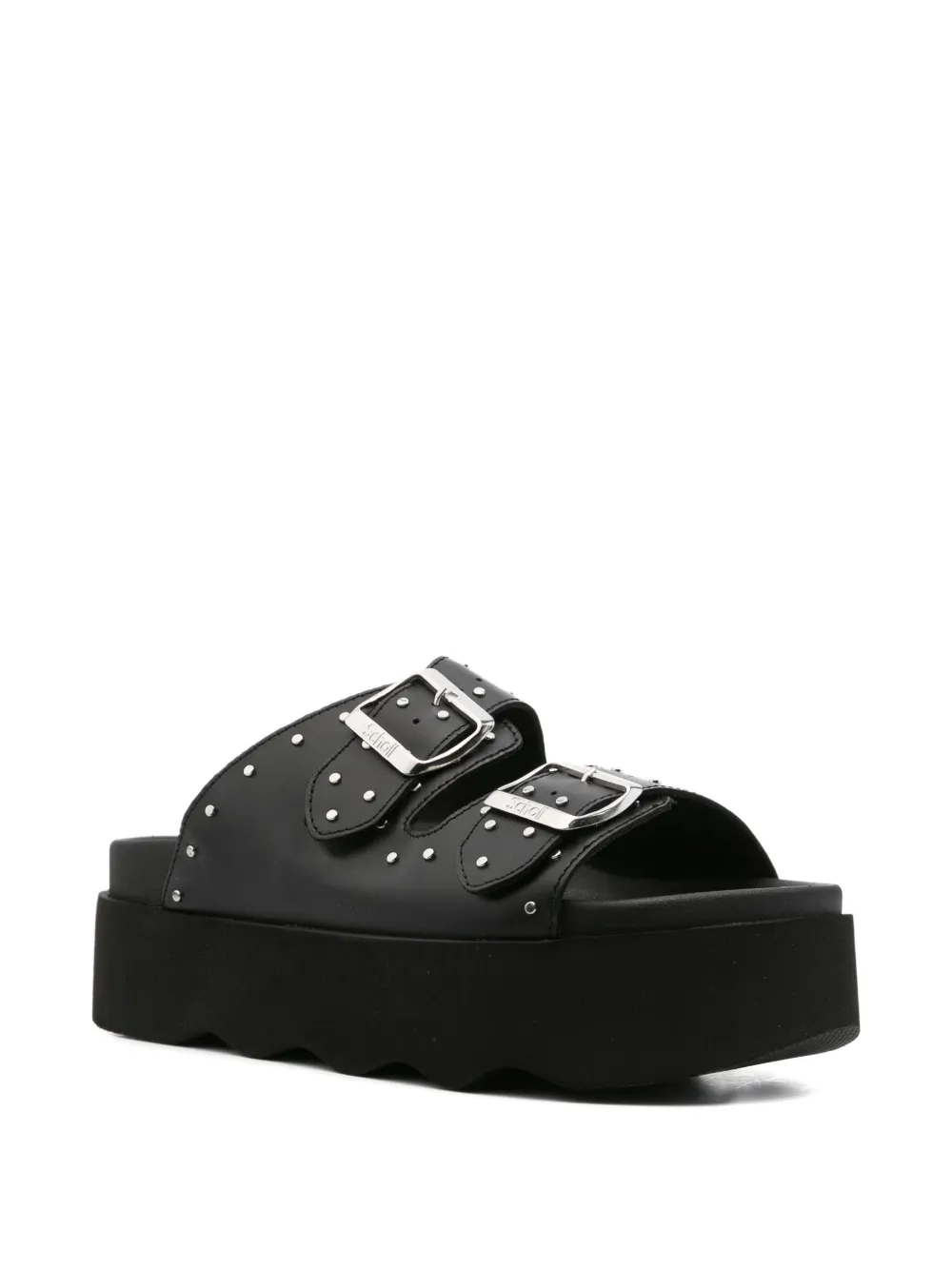 Scholl 40mm Beatriz studded double-buckle platform sandals Black