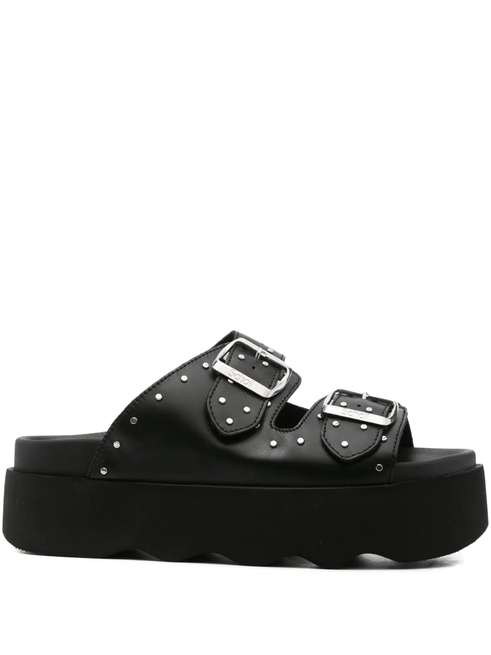 Scholl 40mm Beatriz studded double-buckle platform sandals Black