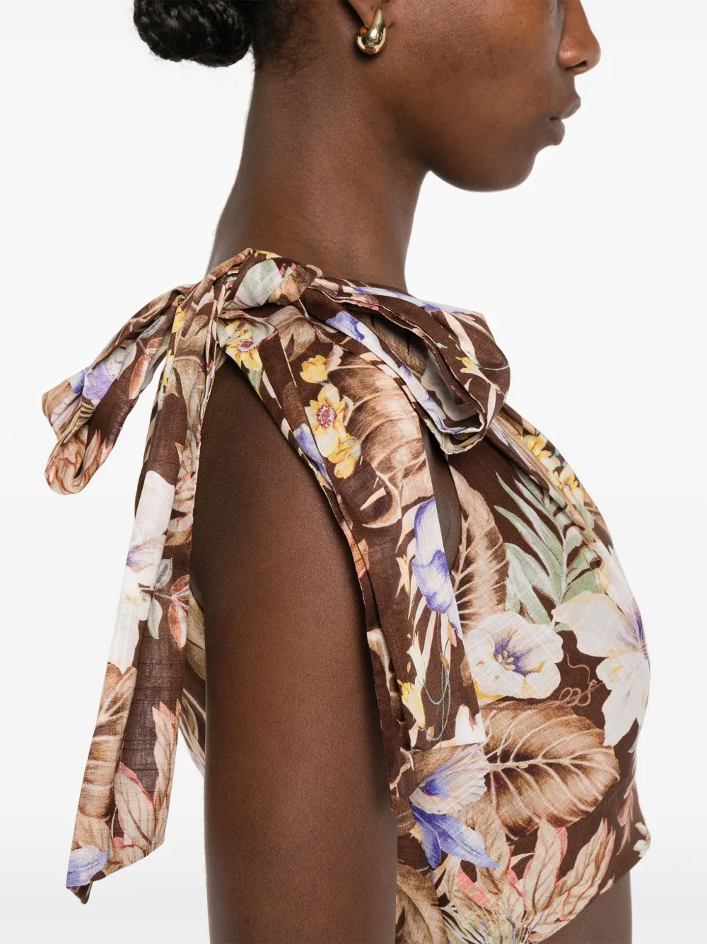 ZIMMERMANN Coco asymmetrische blouse Bruin