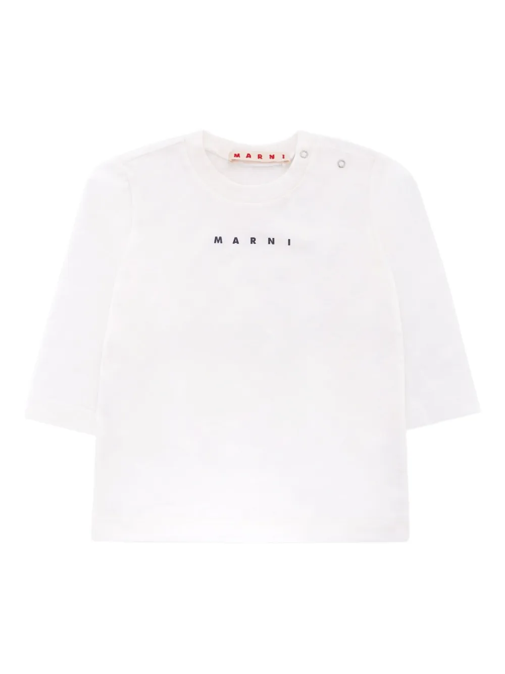 Marni Kids T-shirt met logoprint en lange mouwen Wit