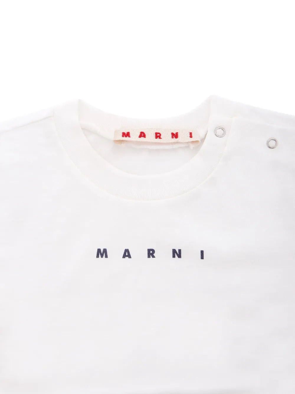 Marni Kids T-shirt met logoprint en lange mouwen Wit