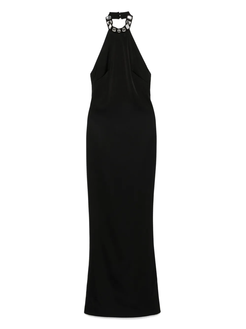 SILK LOVE & LACE Verfraaide jurk met halternek Zwart