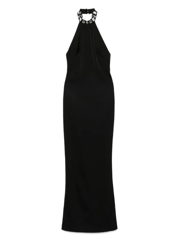 SILK LOVE & LACE Embellished halter-neck Dress | Black | FARFETCH