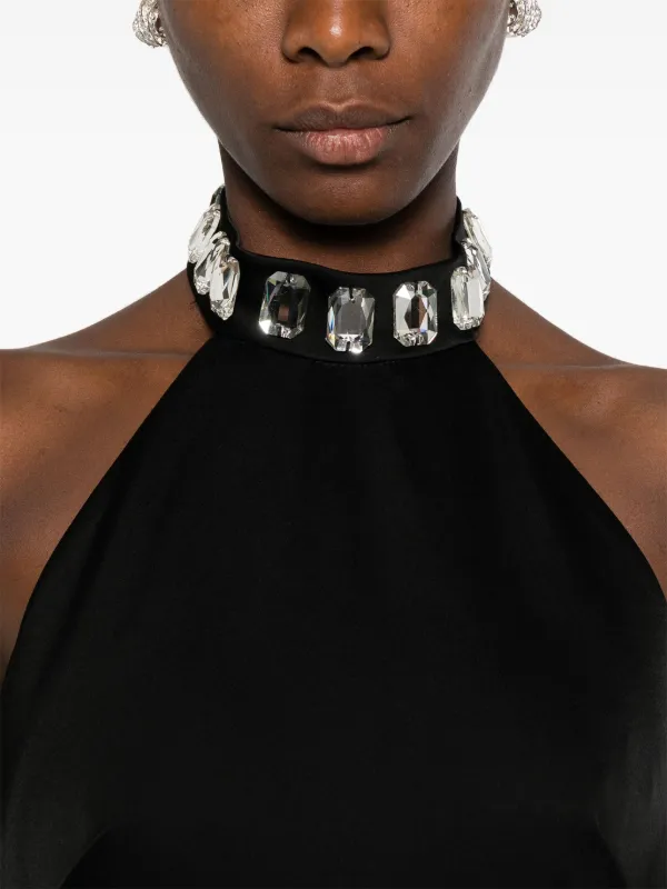 SILK LOVE & LACE Embellished halter-neck Dress | Black | FARFETCH GE