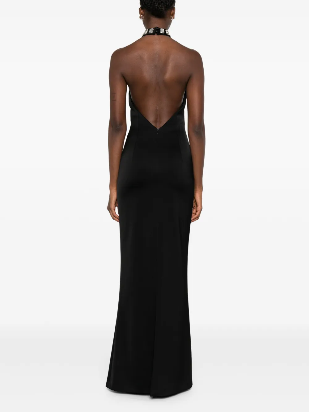 SILK LOVE & LACE Verfraaide jurk met halternek Zwart