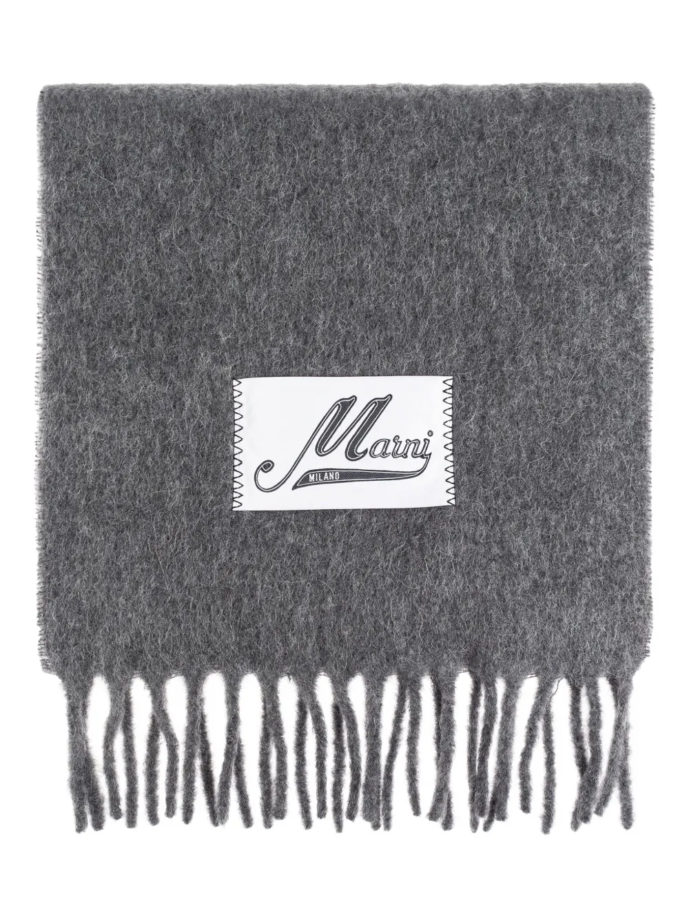 Marni fringed logo scarf | Grey | Image 1