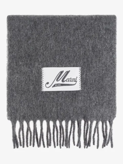 Marni fringed logo scarf