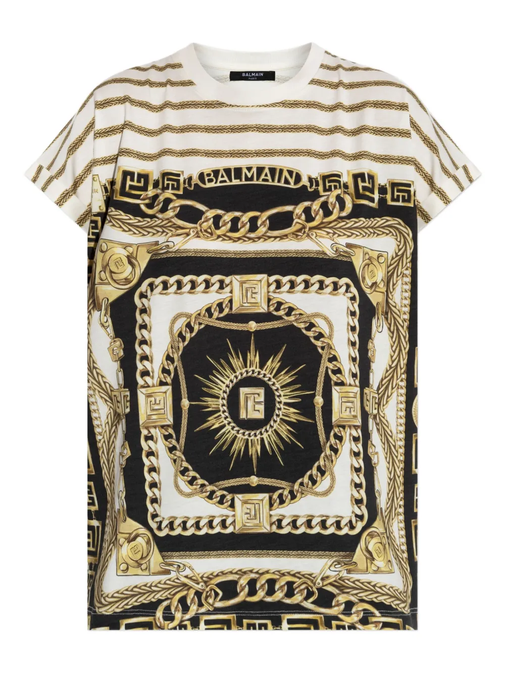 Balmain T-shirt met barokprint Zwart