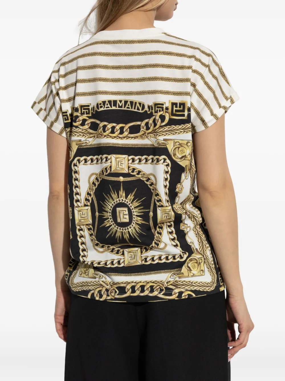 Balmain T-shirt met barokprint Zwart