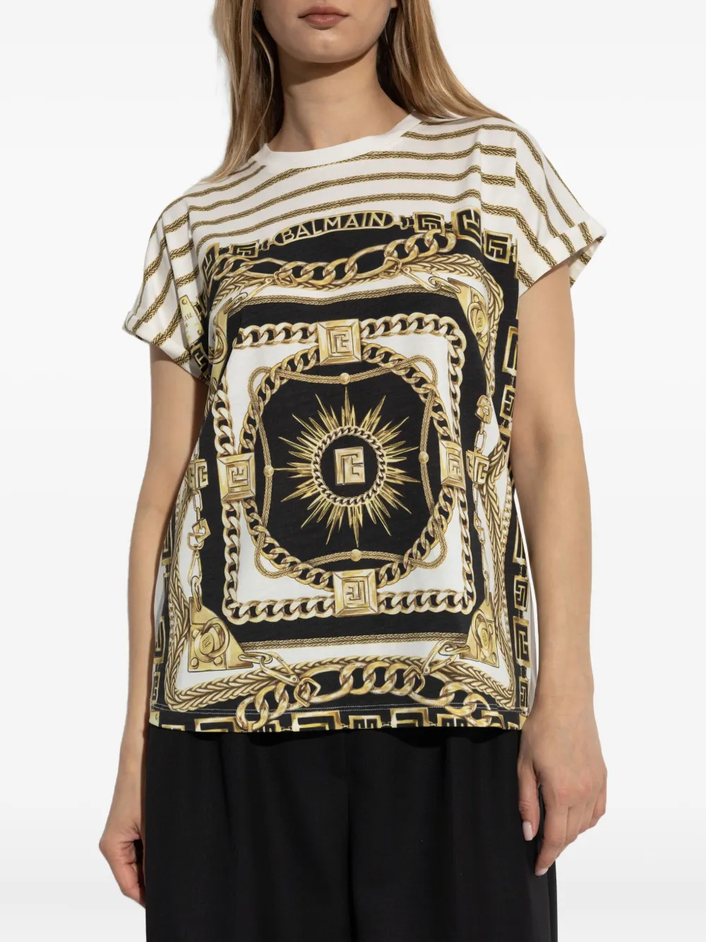 Balmain T-shirt met barokprint Zwart