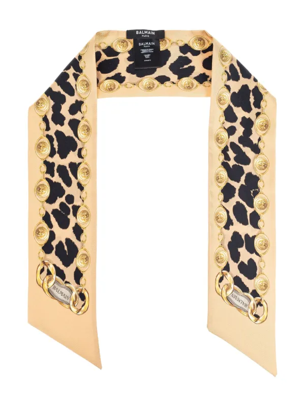 Balmain leopard-print silk scarf