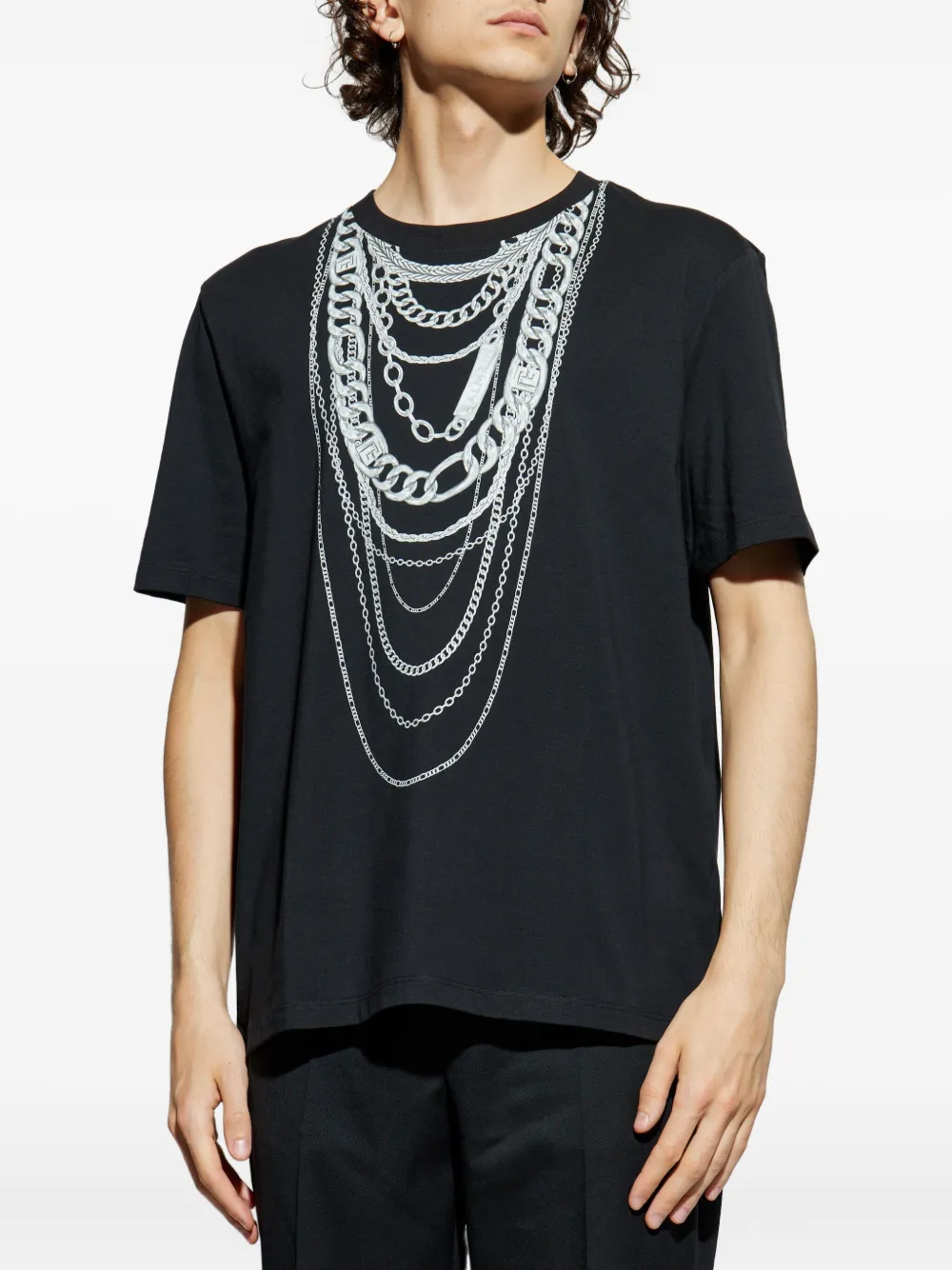 Balmain chain-print T-shirt Blauw