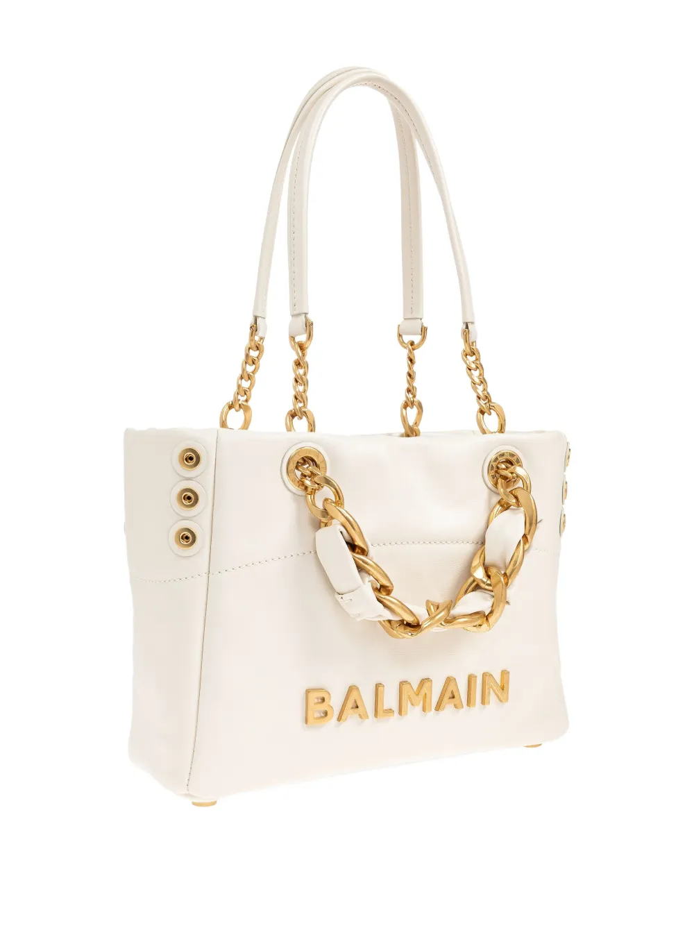 Balmain 1945 kleine shopper verfraaid met logo Beige