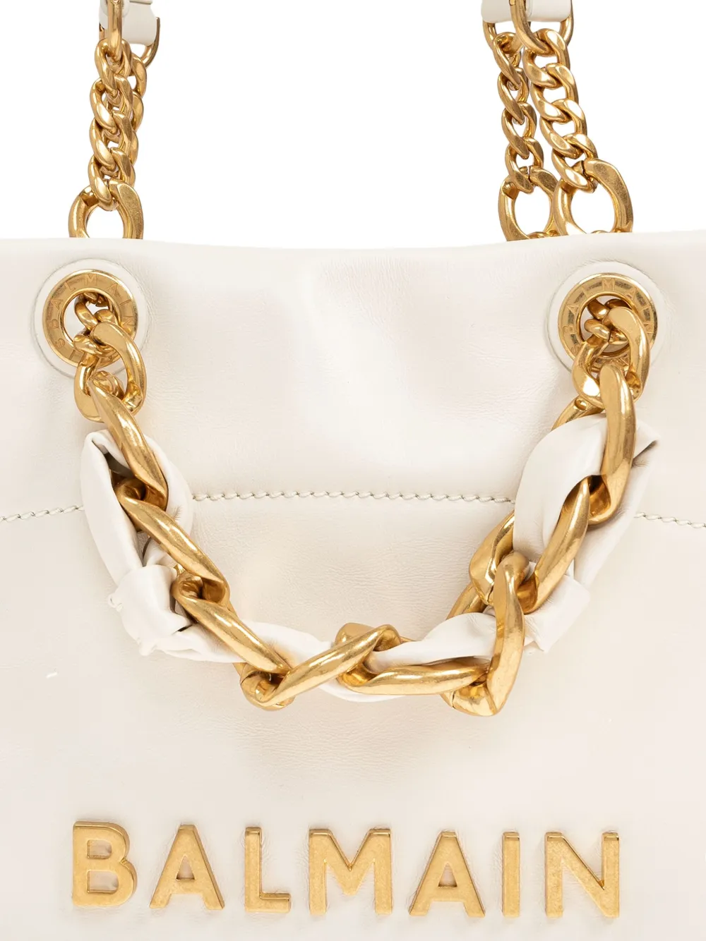 Balmain 1945 kleine shopper verfraaid met logo Beige