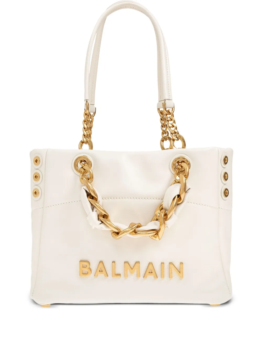 Balmain 1945 kleine shopper verfraaid met logo Beige