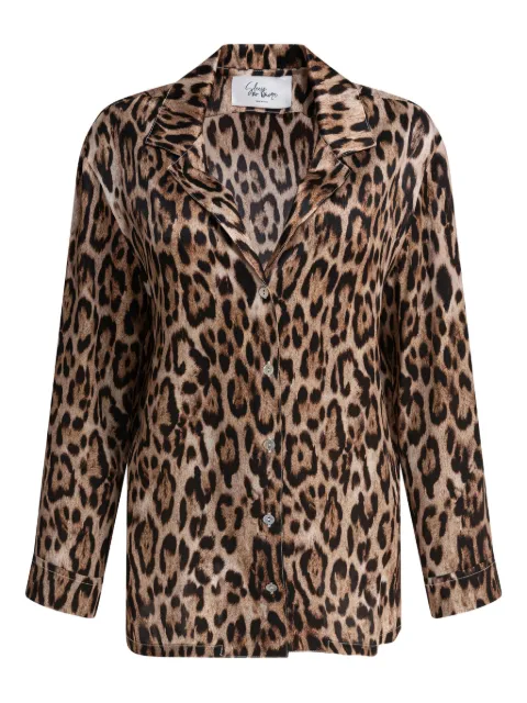 SLEEP NO MORE leopard-print button-down blouse