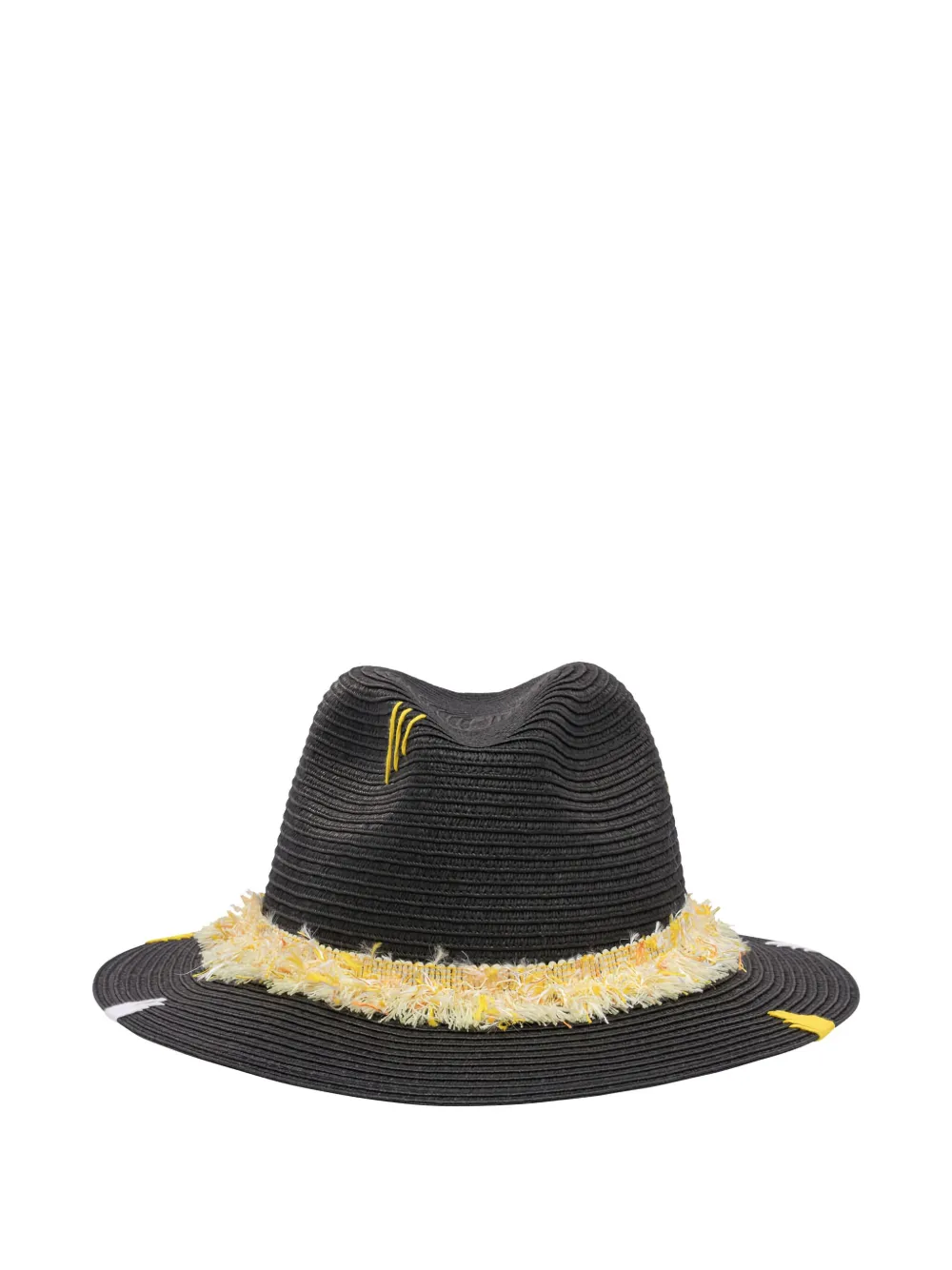 THE HAT GANG frayed-trim straw hat - Zwart