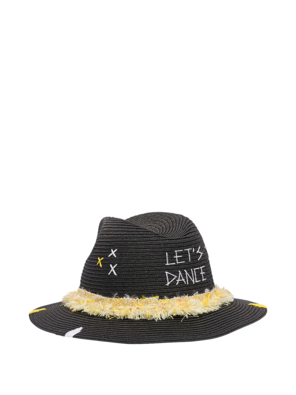 THE HAT GANG Strohoed met franje afwerking Zwart