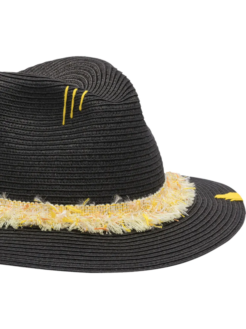 THE HAT GANG Strohoed met franje afwerking Zwart