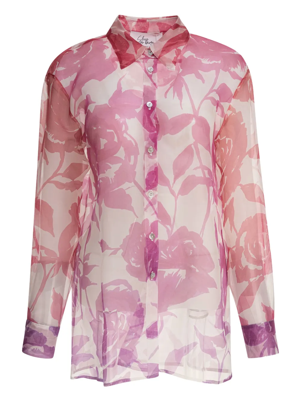 Sleep No More Floral-print Silk Blouse In Pink