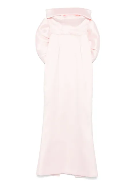 SILK LOVE & LACE off-shoulder puff-sleeve dress