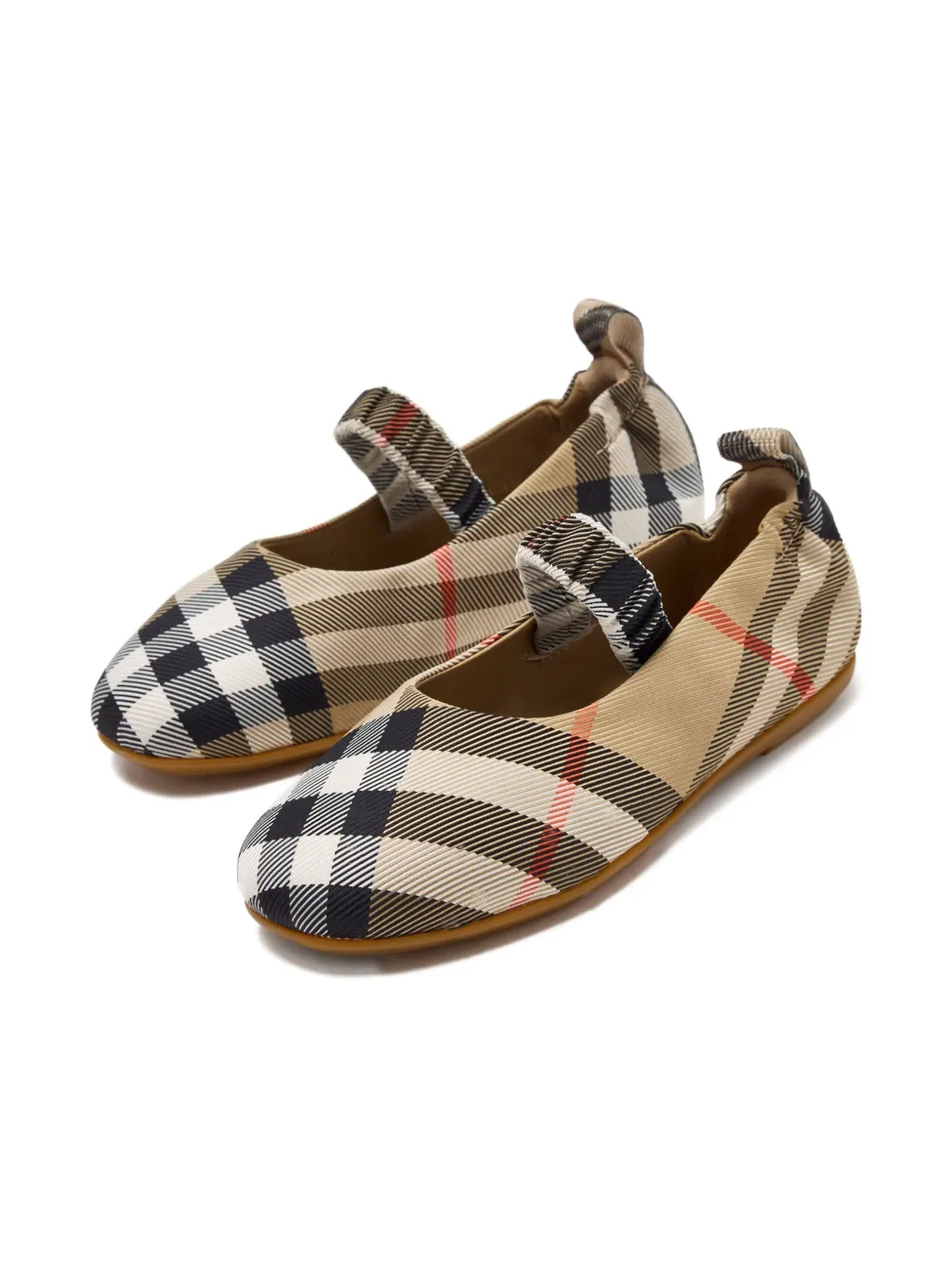 Burberry Kids Geruite ballerina's met bandje Bruin